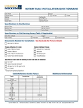 Rotary Table Installation Questionnaire Form